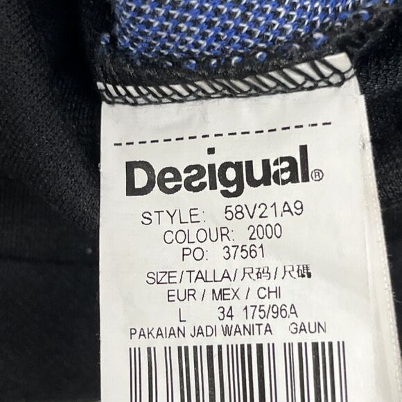 Desigual Sheath Dress Sz Large Ombré Colorblock Knit Appliqué Heart  Logo Artsy - Picture 10 of 14